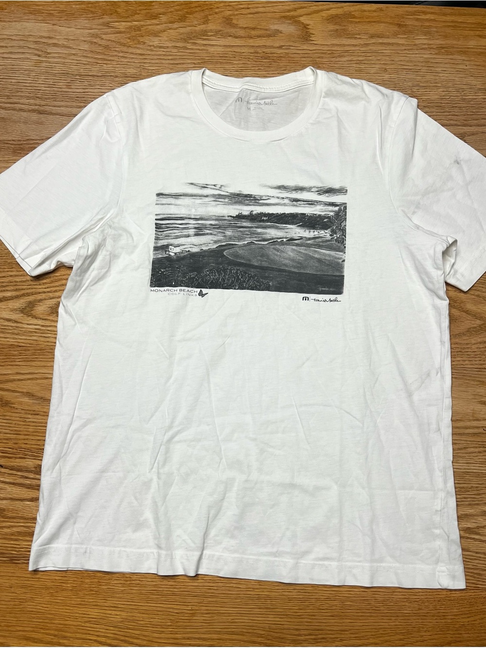 Travis Mathew White Graphic Monarch Beach Golf Links Print Men's T-Shirt Size M